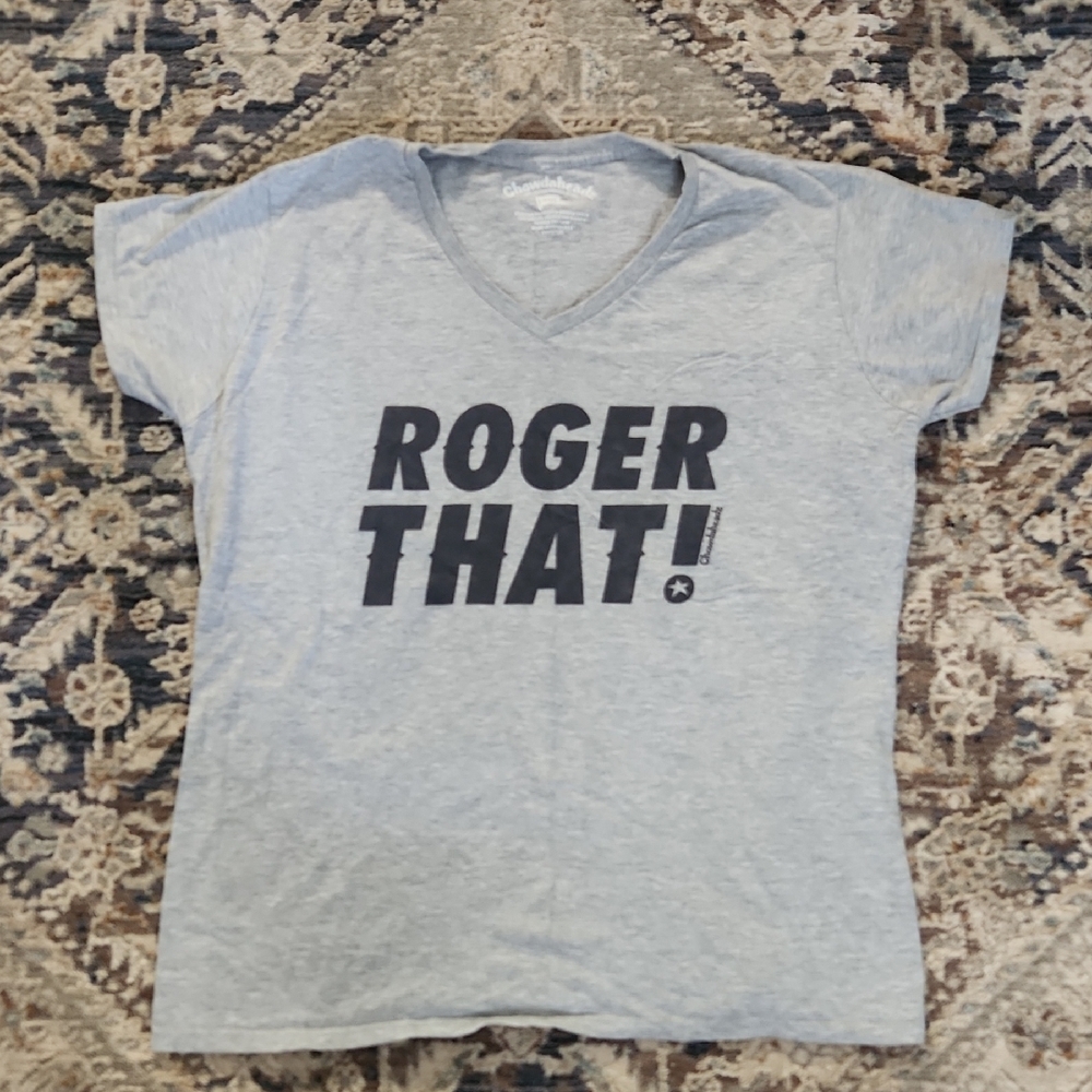 Chowdaheadz Roger That Gray V-Neck Graphic Tee